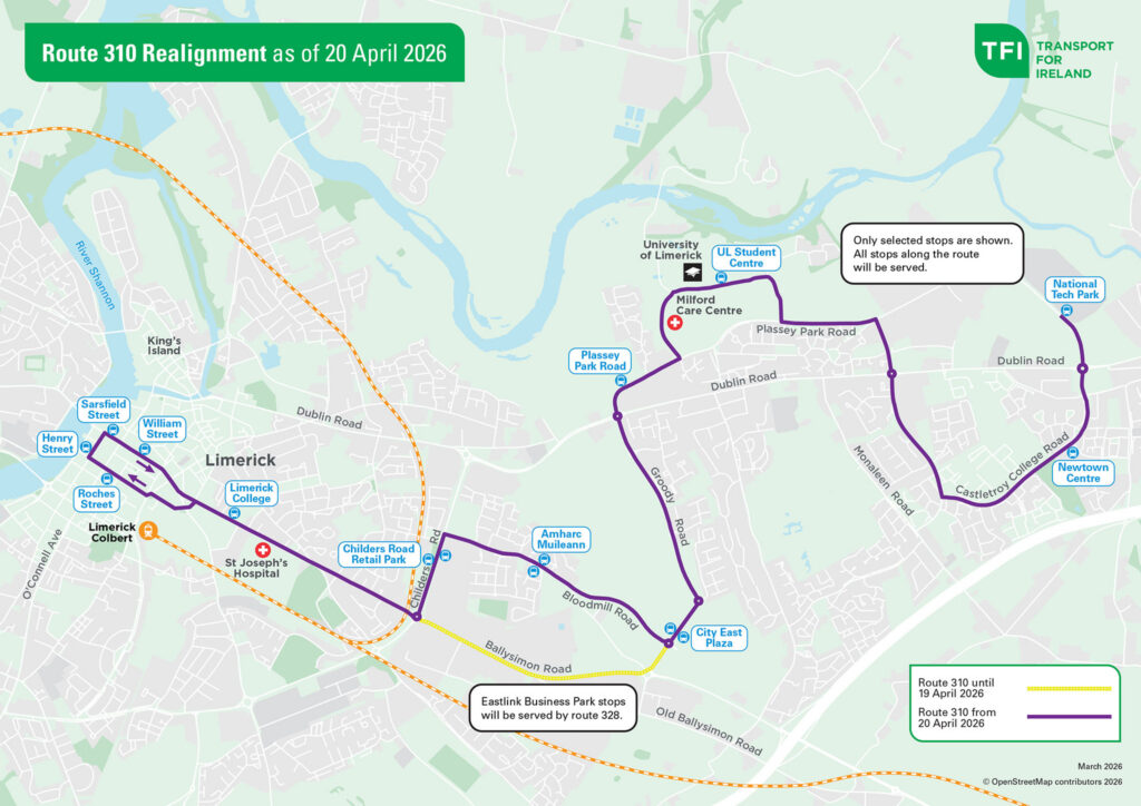 Updated Limerick bus route
