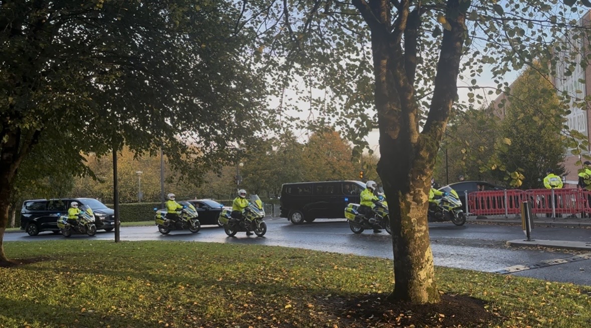 Gardaí escort EU telecommunications ministers ahead of meeting. Photo: Limerick Voice