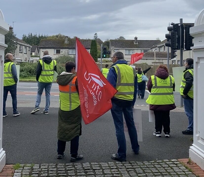 UL Unite pictured receiving major support for their picket. Photo: Limerick Voice UL Unite pictured receiving major support for their picket. Photo: Limerick Voice