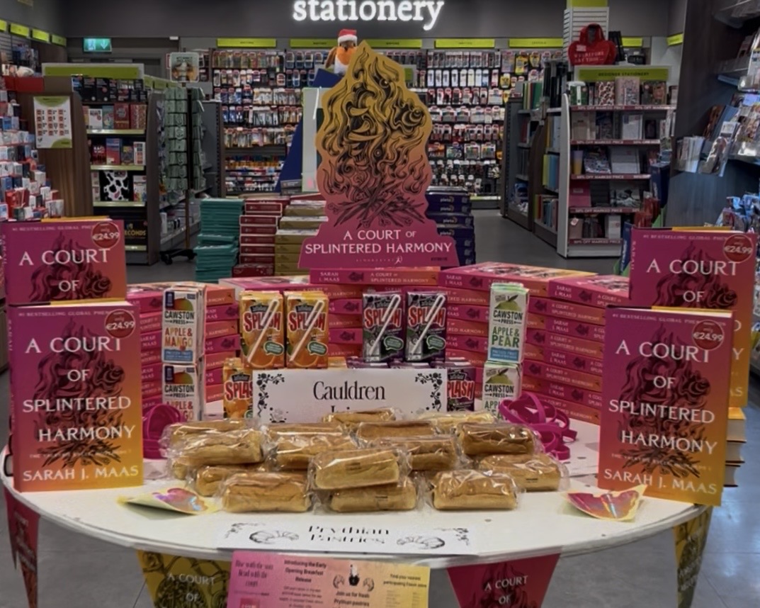 Book display and breakfast treats for A Court of Splintered Harmony at Eason’s, The Crescent Limeric